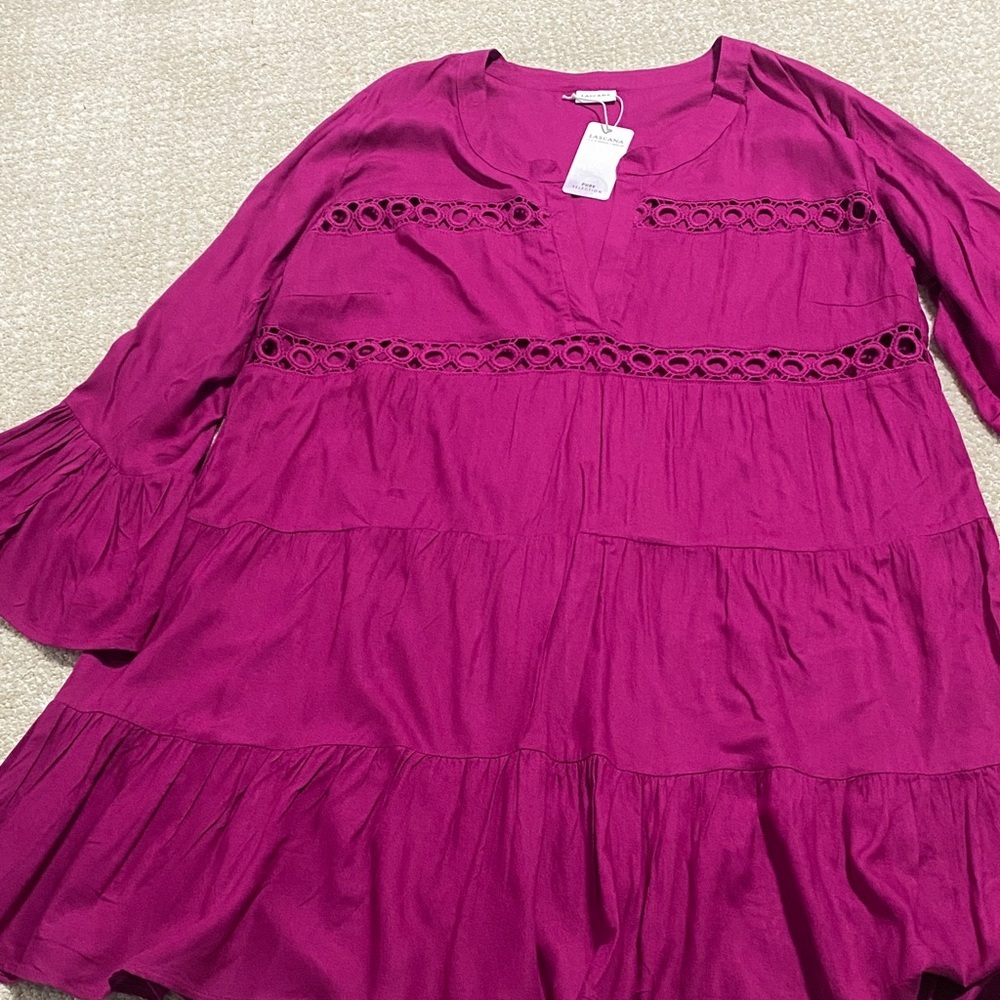 Lascana Chic Fuchsia Swim Cover-Up Size 8/10 100% viscose 100% Cotton - Picture 15 of 15